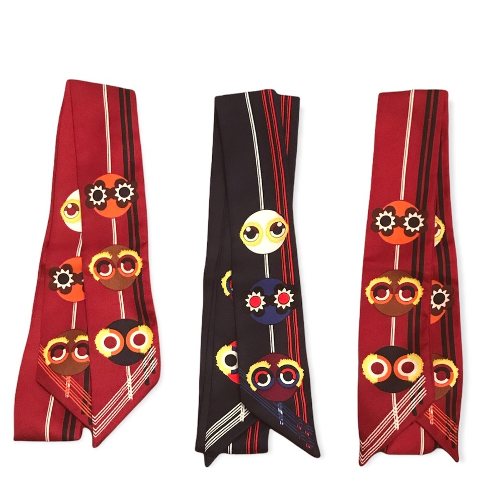 Set of three twilly silk scarves